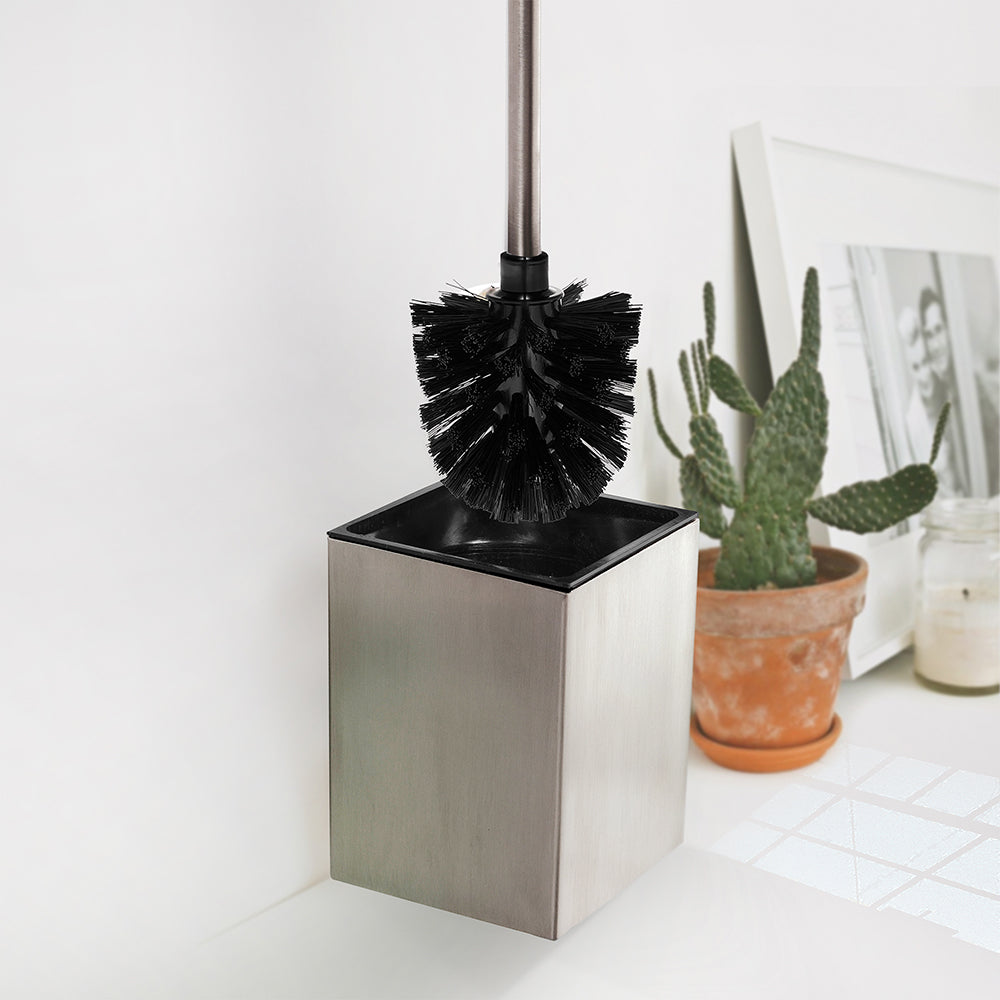 Freestanding Toilet Brush Holder – NEO – Brushed Stainless Steel – product view