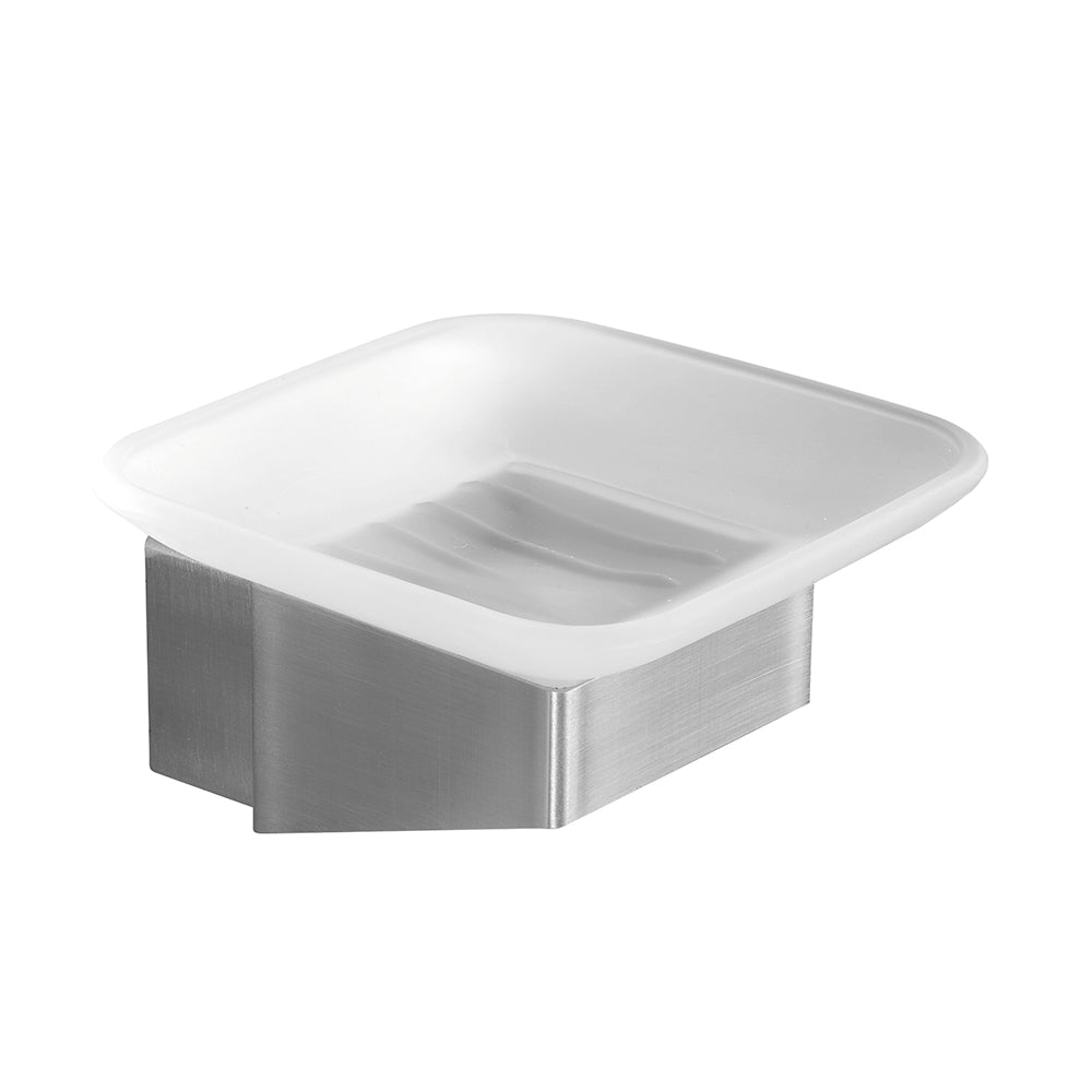 Glass Soap Dish – NEO – Brushed Stainless Steel