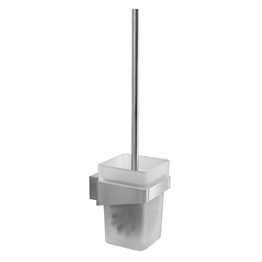 Wall-Mounted Glass Toilet Brush Holder – NEO – Brushed Stainless Steel