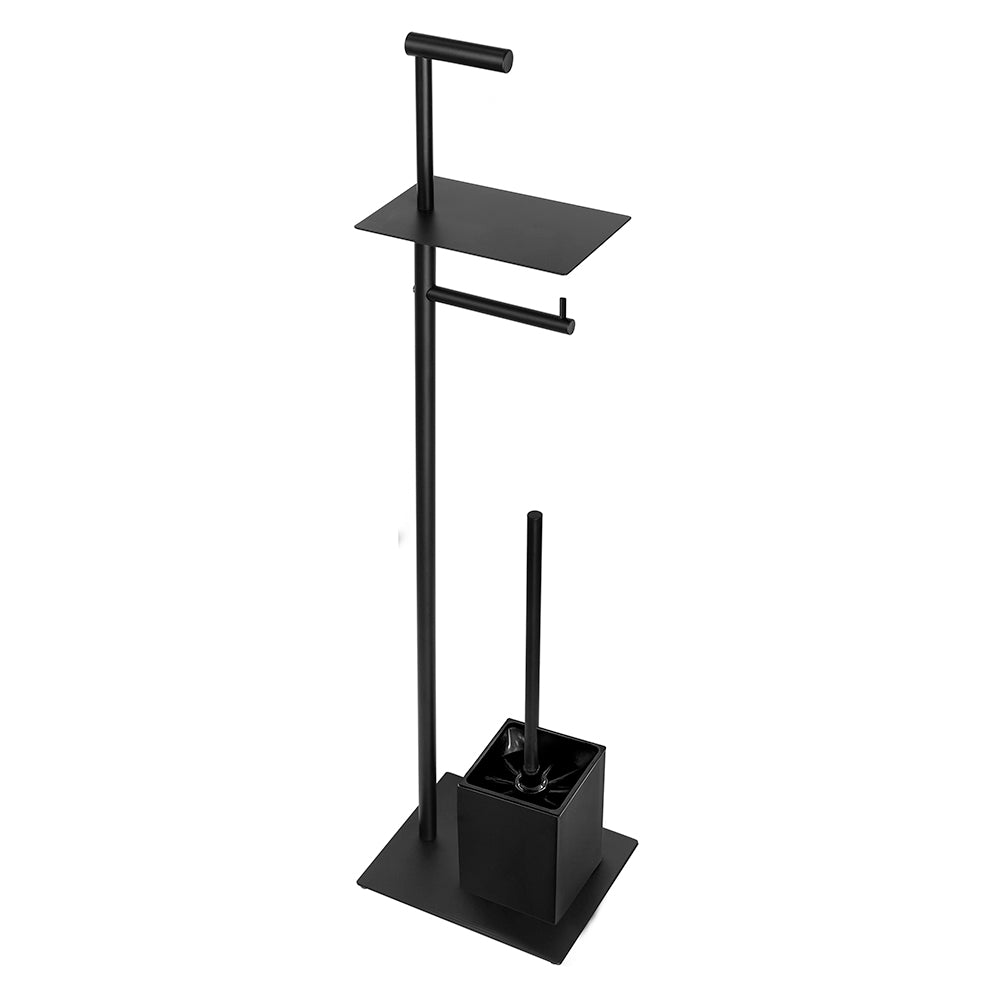 Freestanding Toilet Brush and Roll Holder with Shelf – NEO – Matt Black