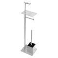 Freestanding Toilet Brush and Roll Holder with Shelf – NEO – Brushed Stainless Steel