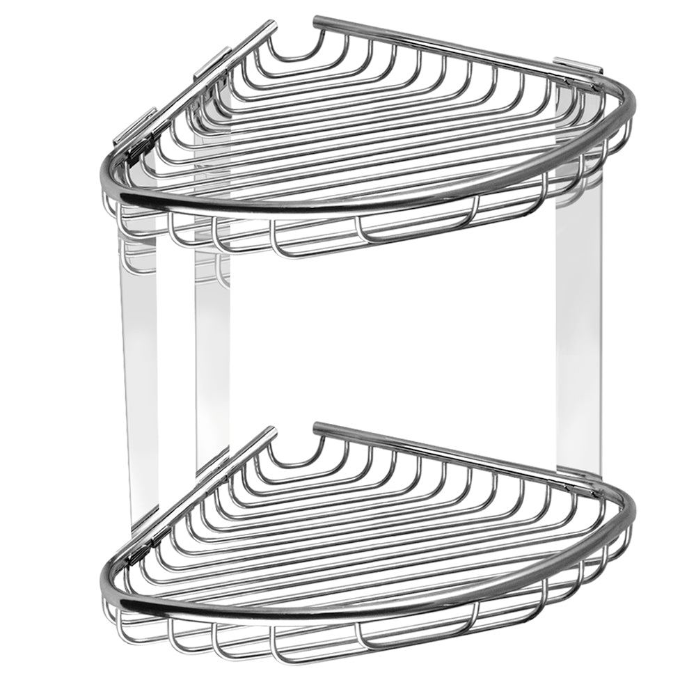 Two-Tier Shallow Corner Basket – NETS – Polished Stainless Steel