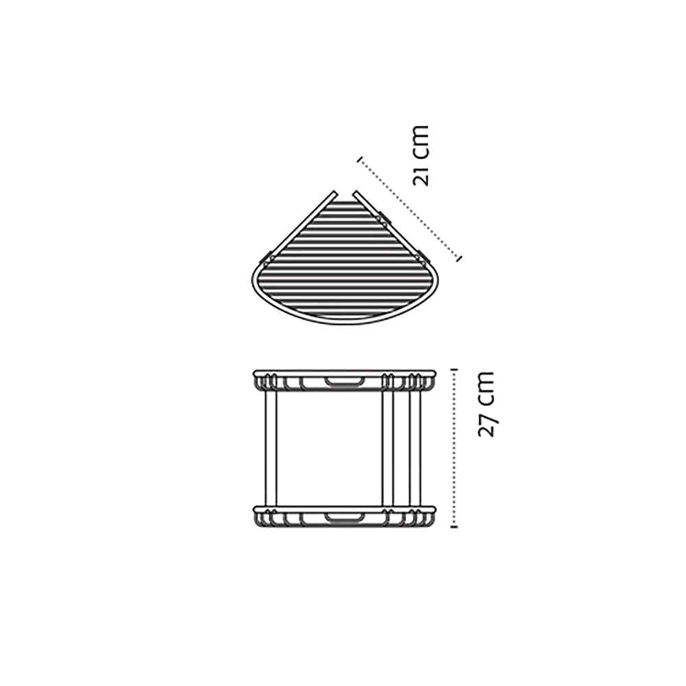 Two-Tier Shallow Corner Basket – NETS – Matt White — dimensions