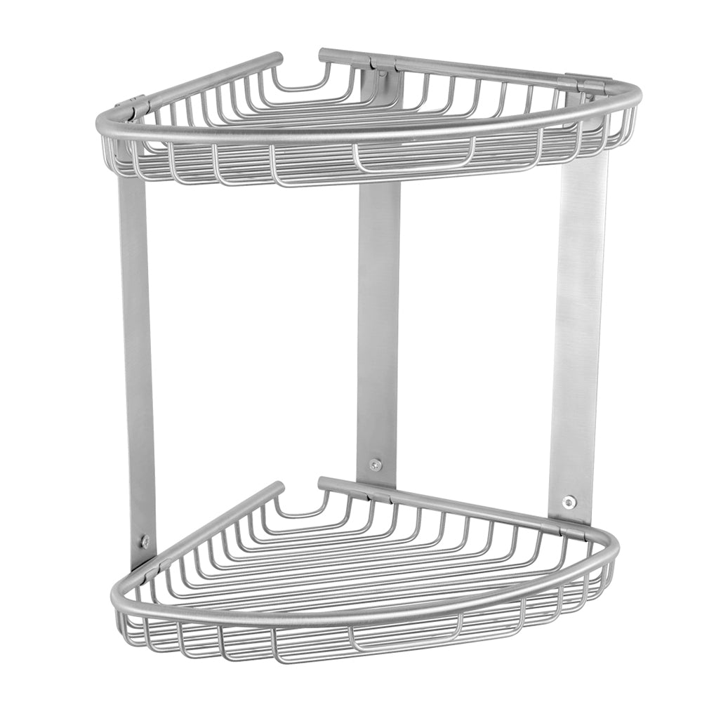 Two-Tier Shallow Corner Basket – NETS – Brushed Stainless Steel