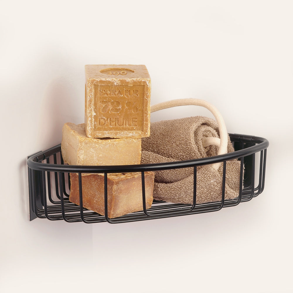 Deep Corner Shower Basket – NETS – Matt Black — interior view