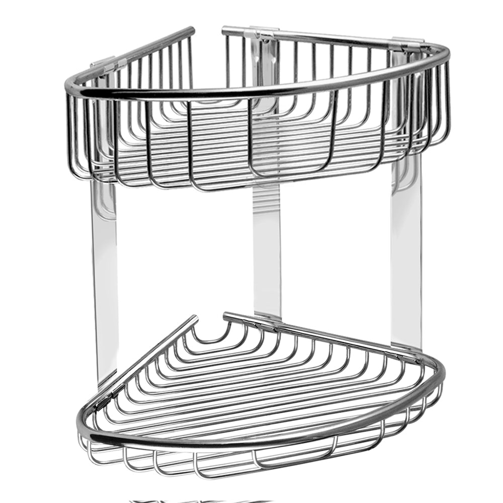Two-Tier Mixed Corner Basket – NETS – Polished Stainless Steel