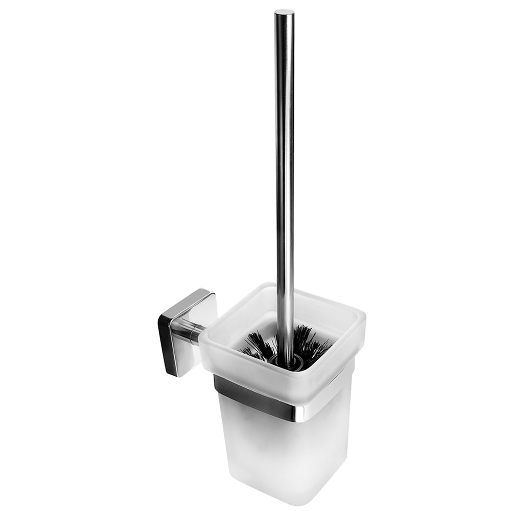 Wall-Mounted Glass Toilet Brush Holder – QUATTRO – Polished Stainless Steel
