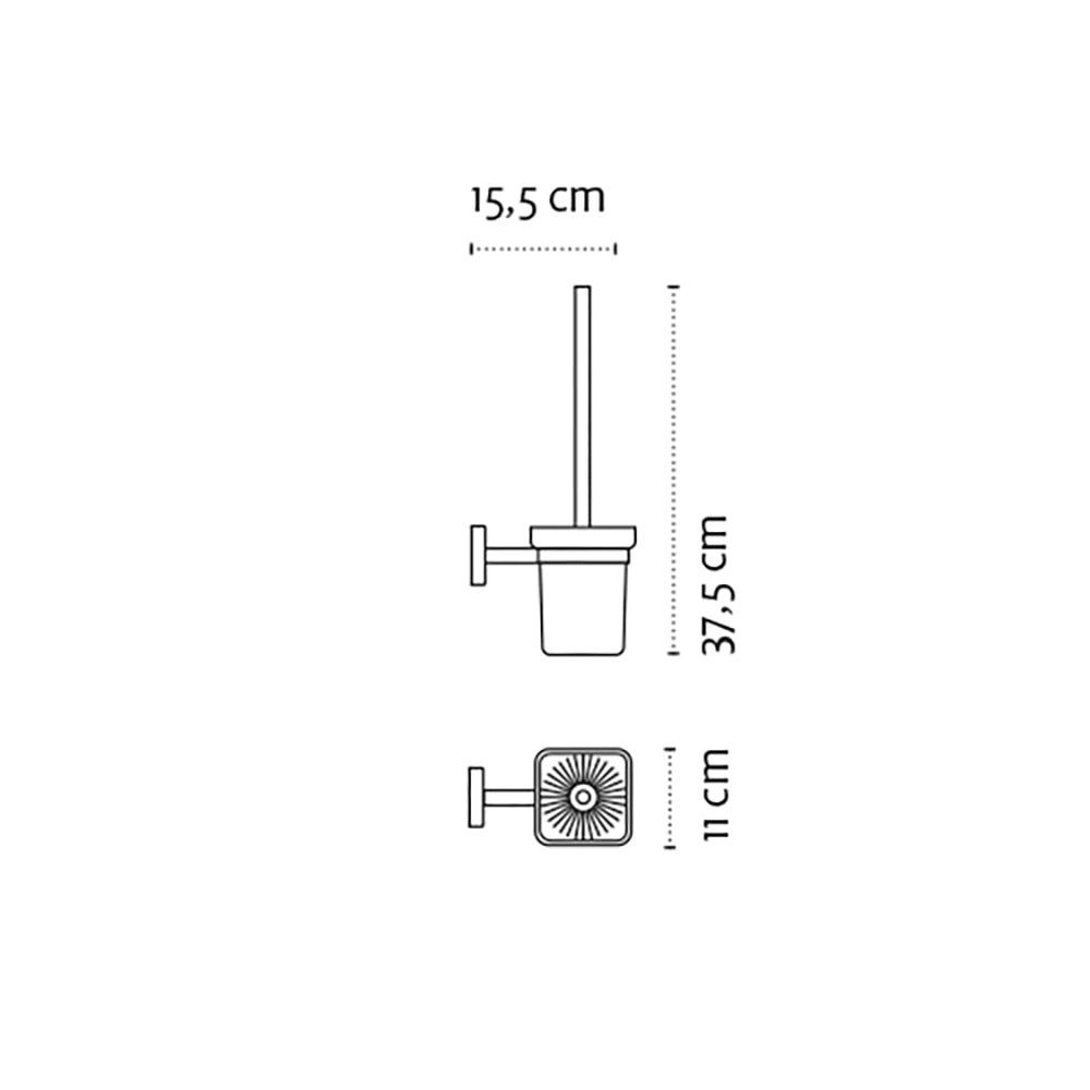 Wall-Mounted Glass Toilet Brush Holder – QUATTRO — dimensions