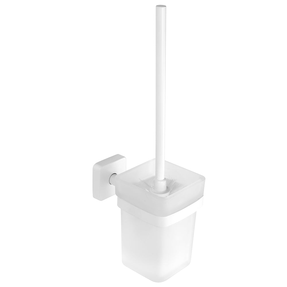 Wall-Mounted Glass Toilet Brush Holder – QUATTRO – Matt White