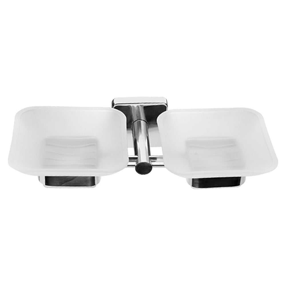 Double Glass Soap Dish – QUATTRO – Polished Stainless Steel