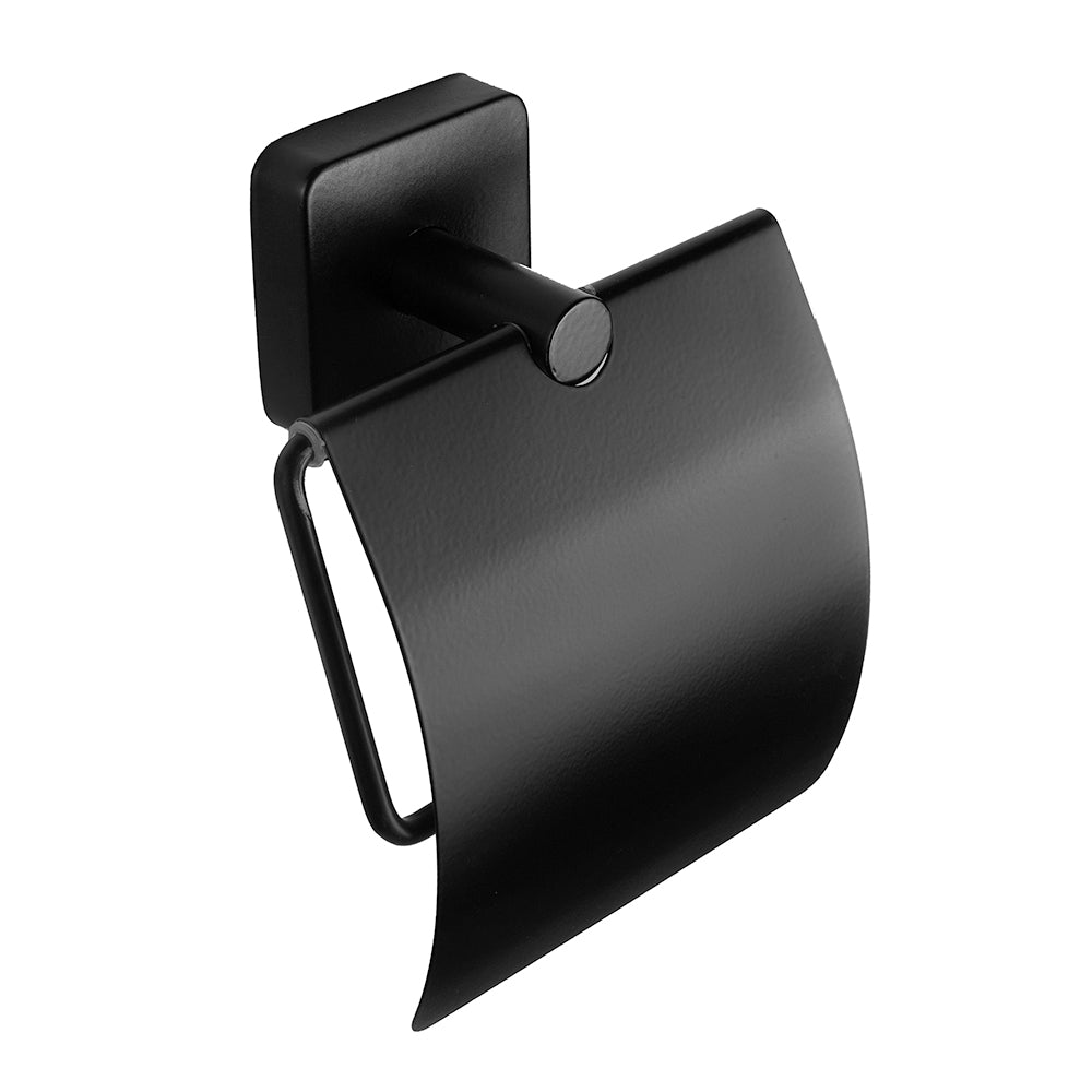 Toilet Roll Holder - With Cover – QUATTRO – Matt Black