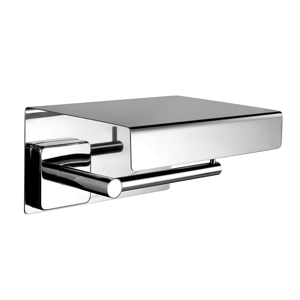 Toilet Roll Holder with Shelf – QUATTRO – Polished Stainless Steel