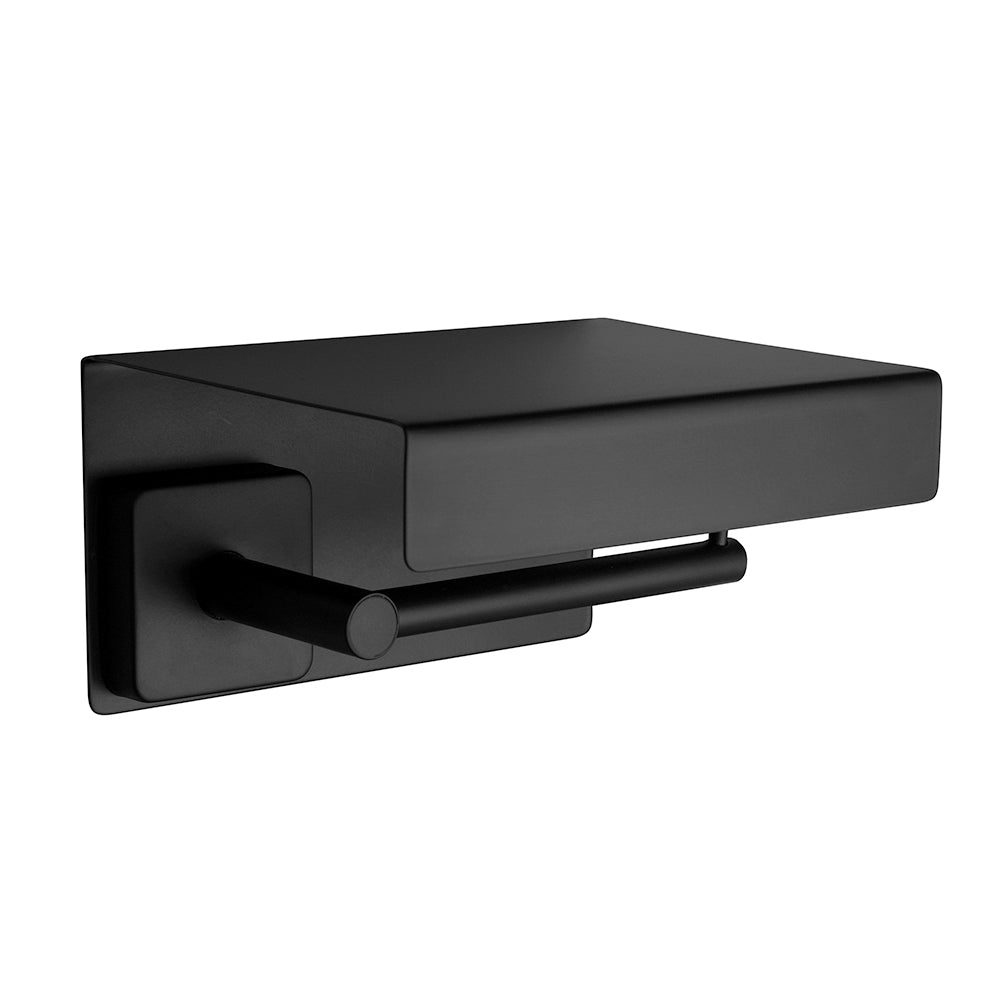 Toilet Roll Holder with Shelf – QUATTRO – Matt Black