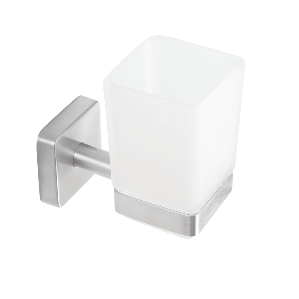 Glass Tumbler Holder – QUATTRO – Brushed Stainless Steel
