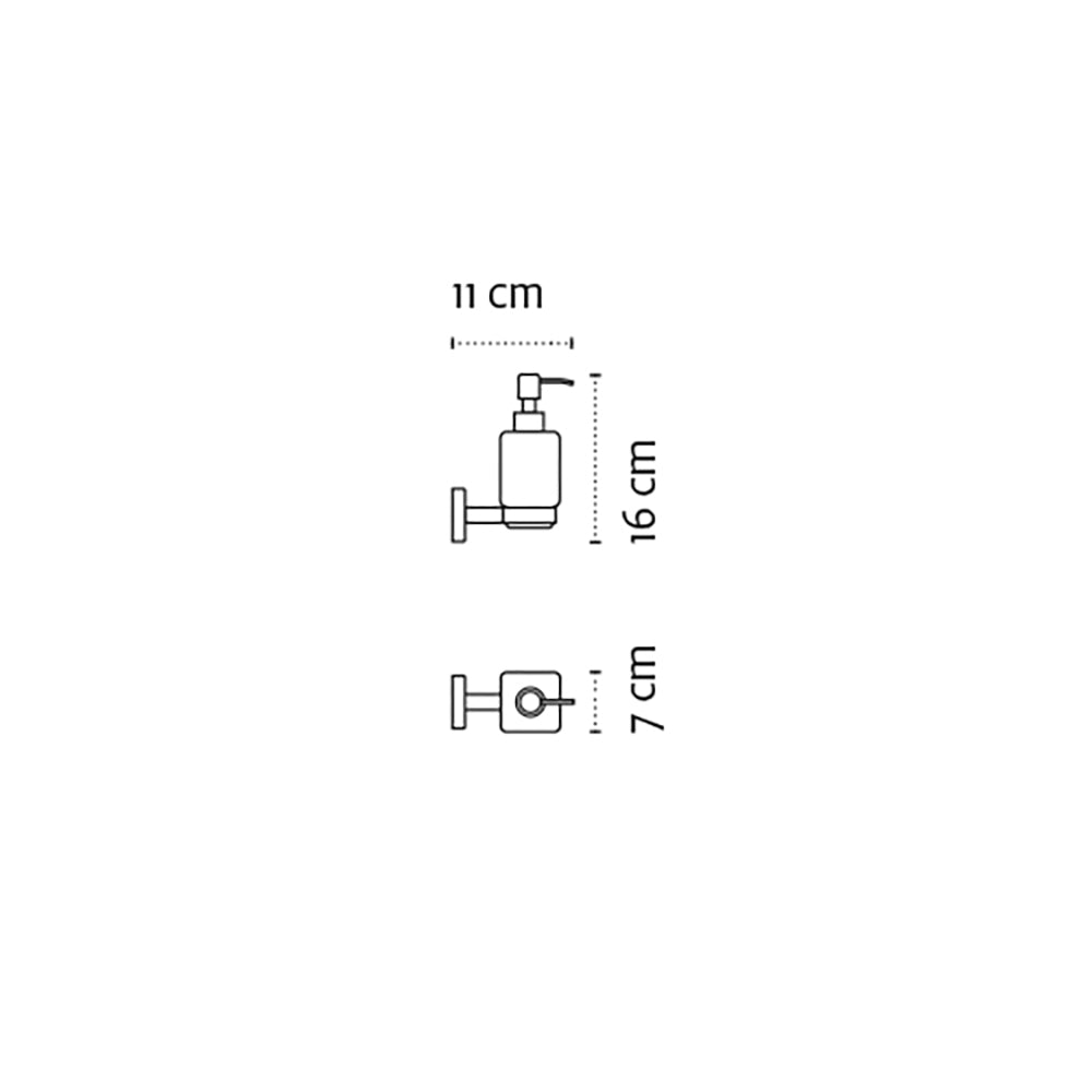 Wall-Mounted Soap Dispenser 200 ml – QUATTRO — dimensions