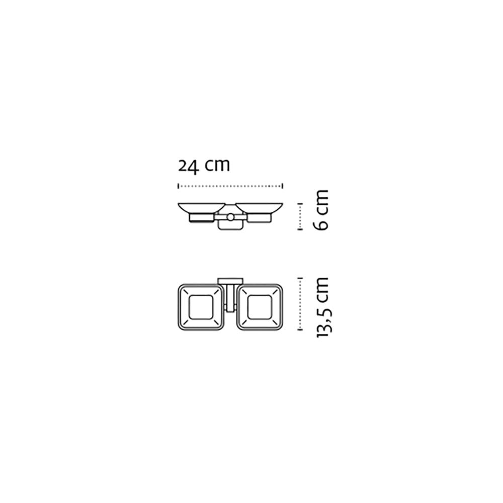 Double Glass Soap Dish – QUATTRO — dimensions