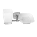 Glass Tumbler and Soap Dish Holder – QUATTRO – Brushed Stainless Steel