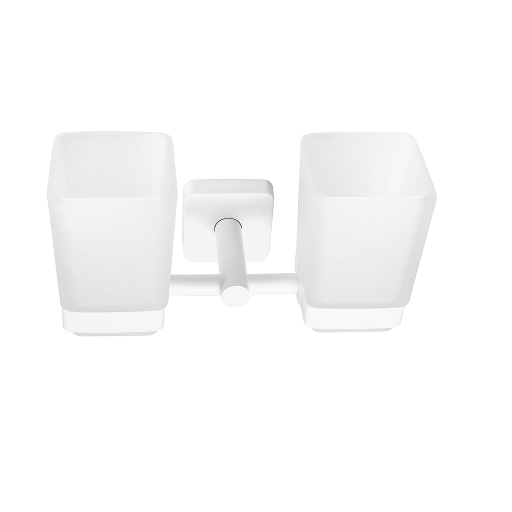 Double Glass Tumbler Holder – QUATTRO – Matt White