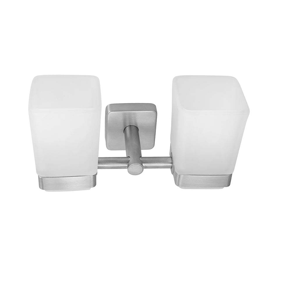 Double Glass Tumbler Holder – QUATTRO – Brushed Stainless Steel