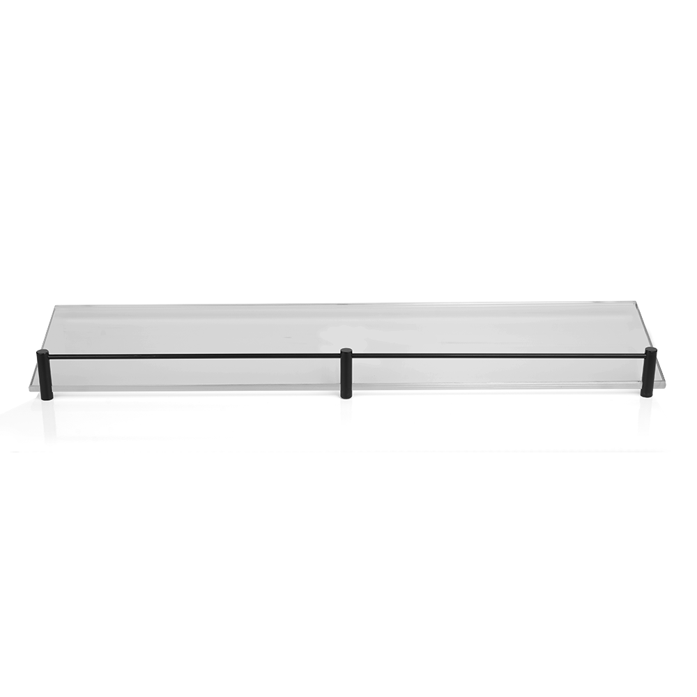 KAPITAN clear glass shelf with matt black rail