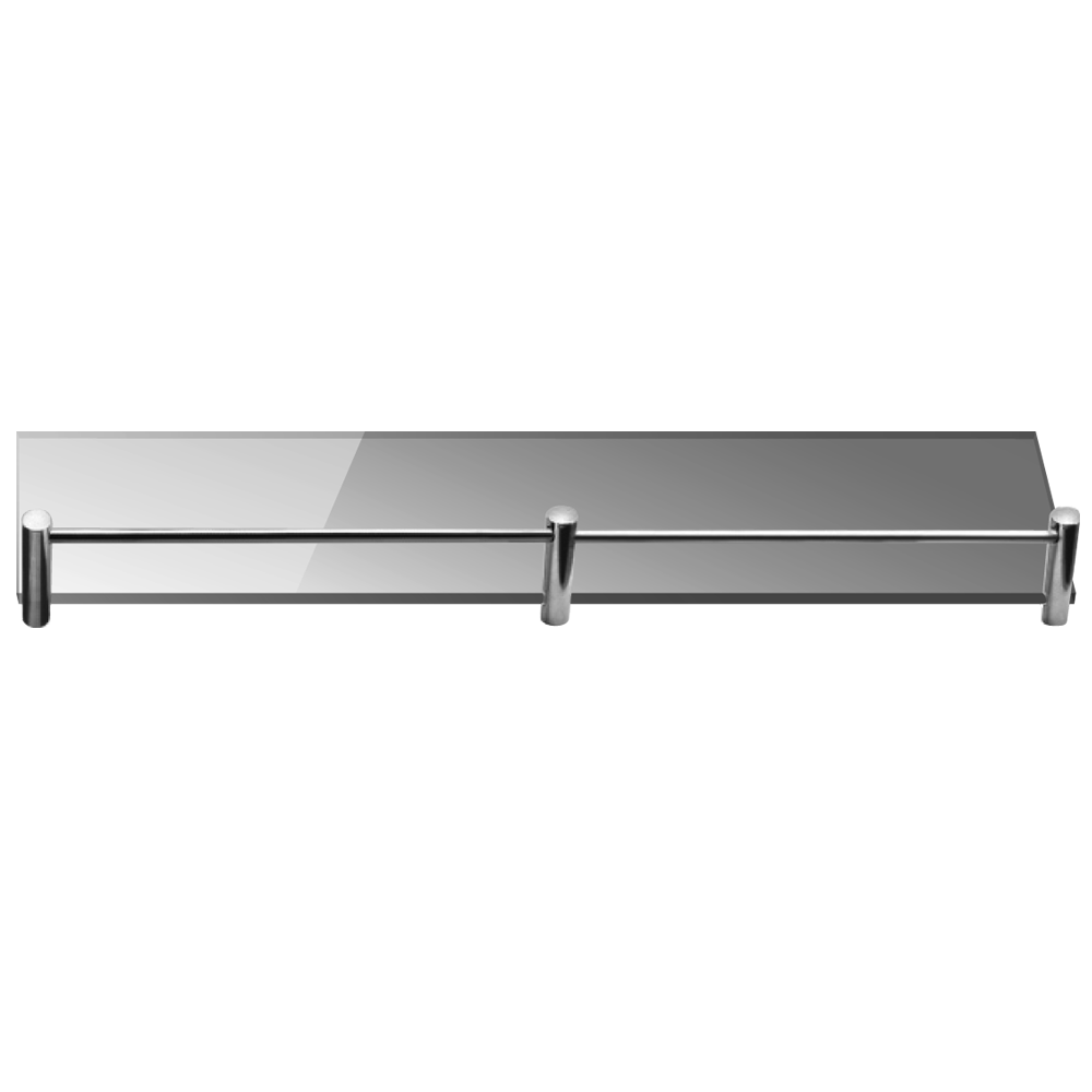 KAPITAN clear glass shelf with polished rail