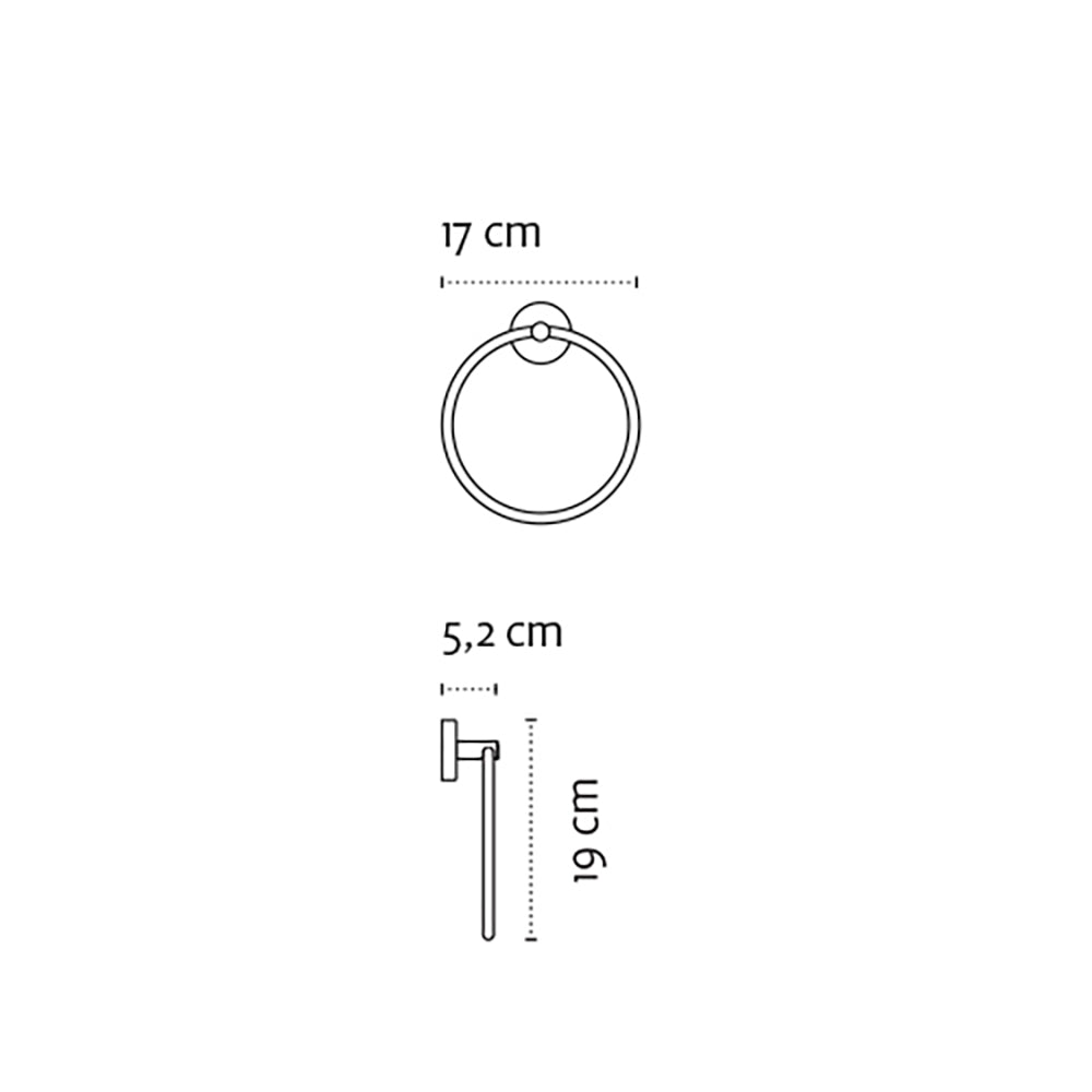 Round Towel Ring – UNO – Matt White — dimensions