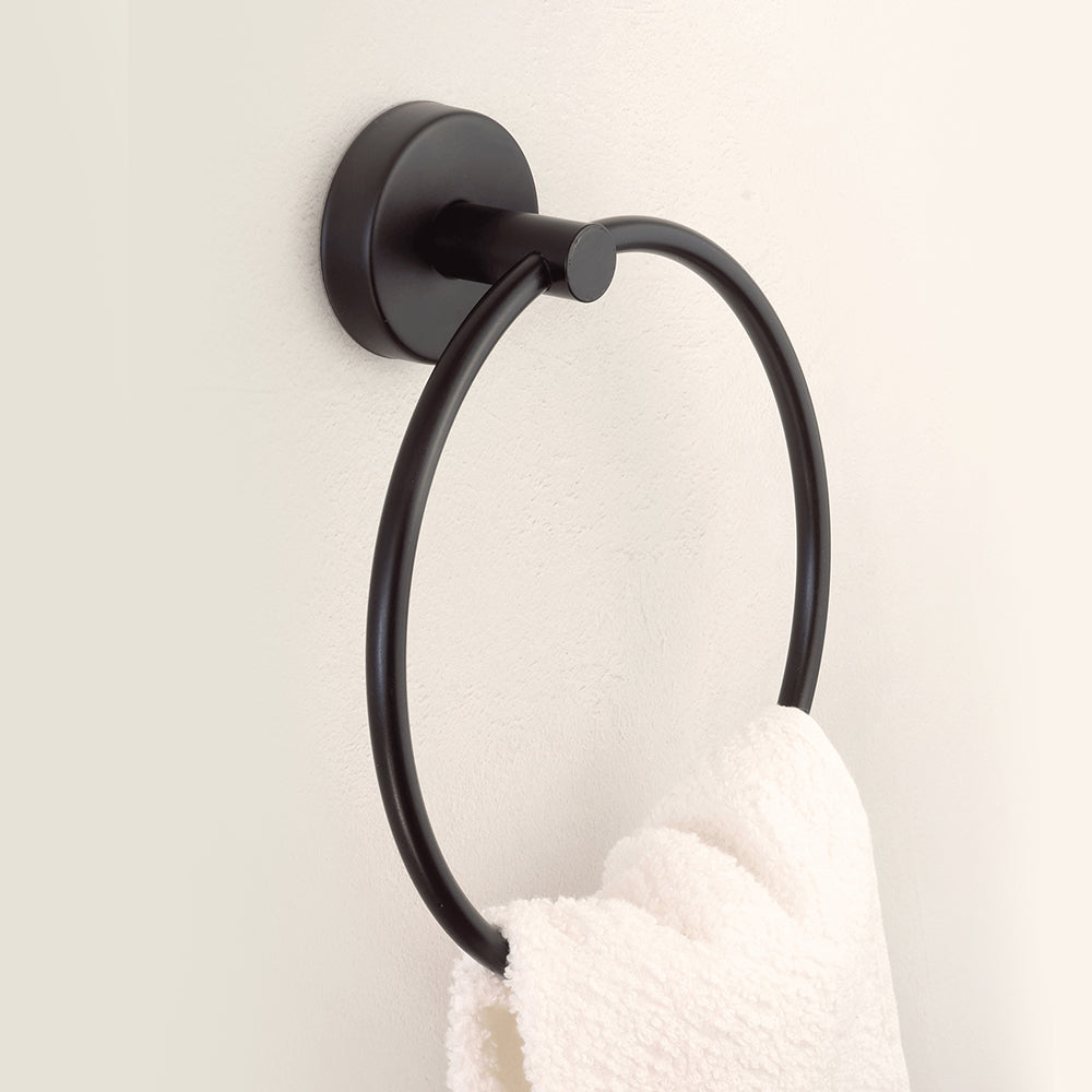 Round Towel Ring – UNO – Matt Black — interior view