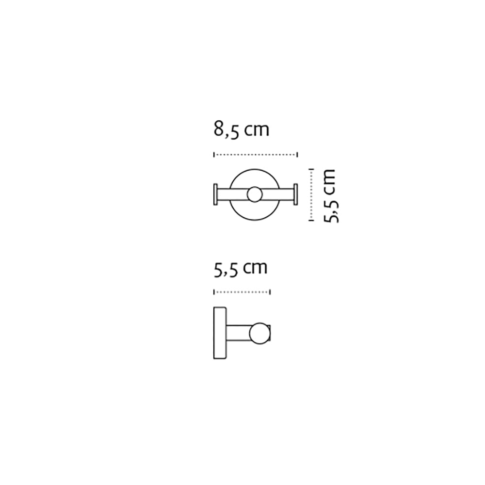 Two-Hook Hanger – UNO – Matt White — dimensions