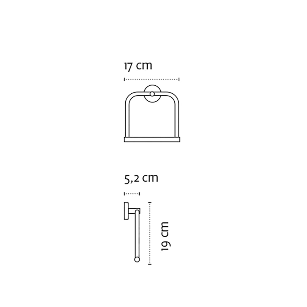 Straight Towel Holder – UNO – Matt White — dimensions