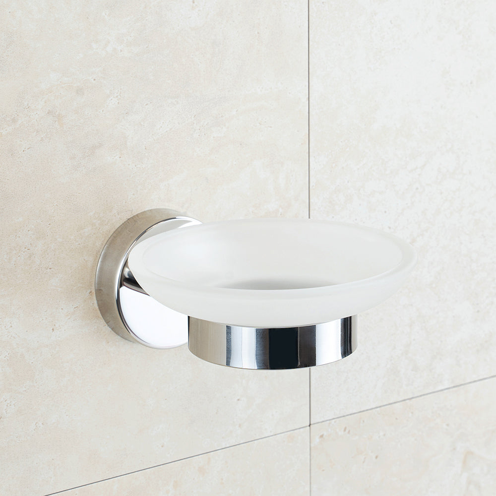Glass Soap Dish – UNO – Polished Stainless Steel — interior view