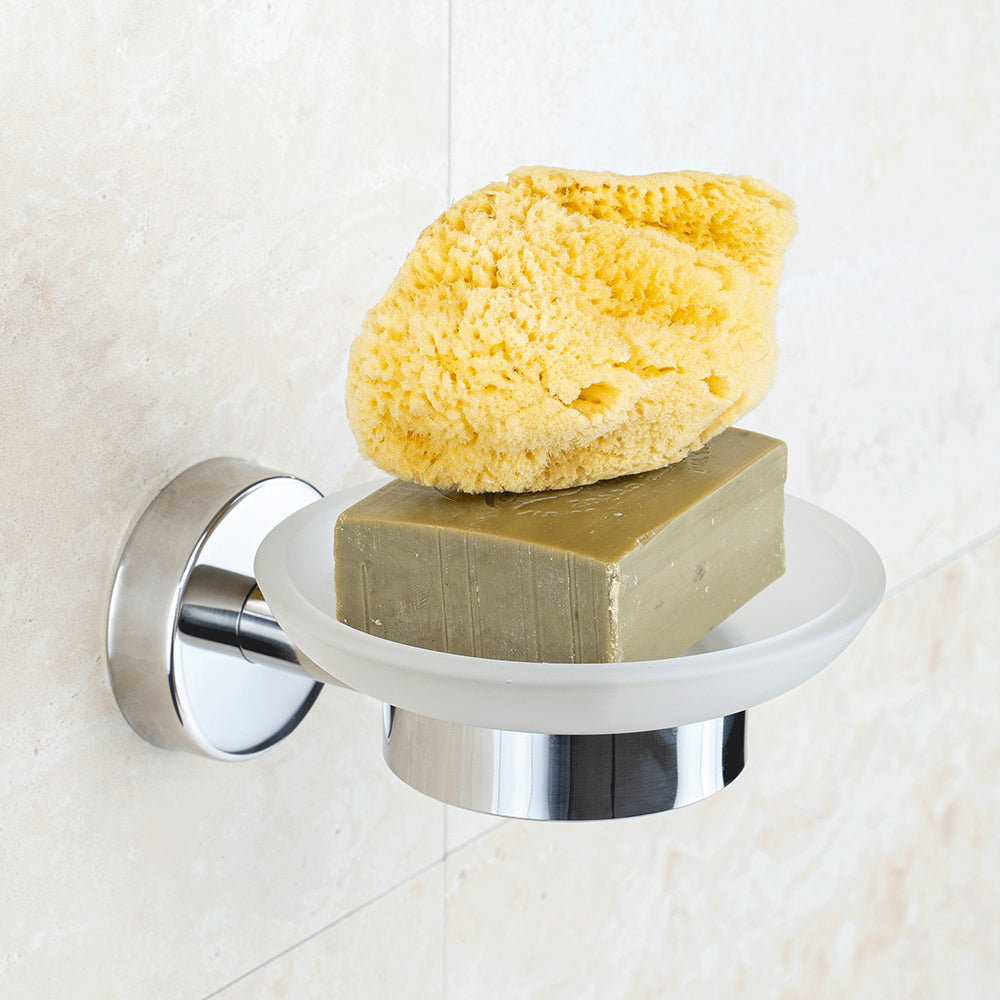 Glass Soap Dish – UNO – Polished Stainless Steel — interior view