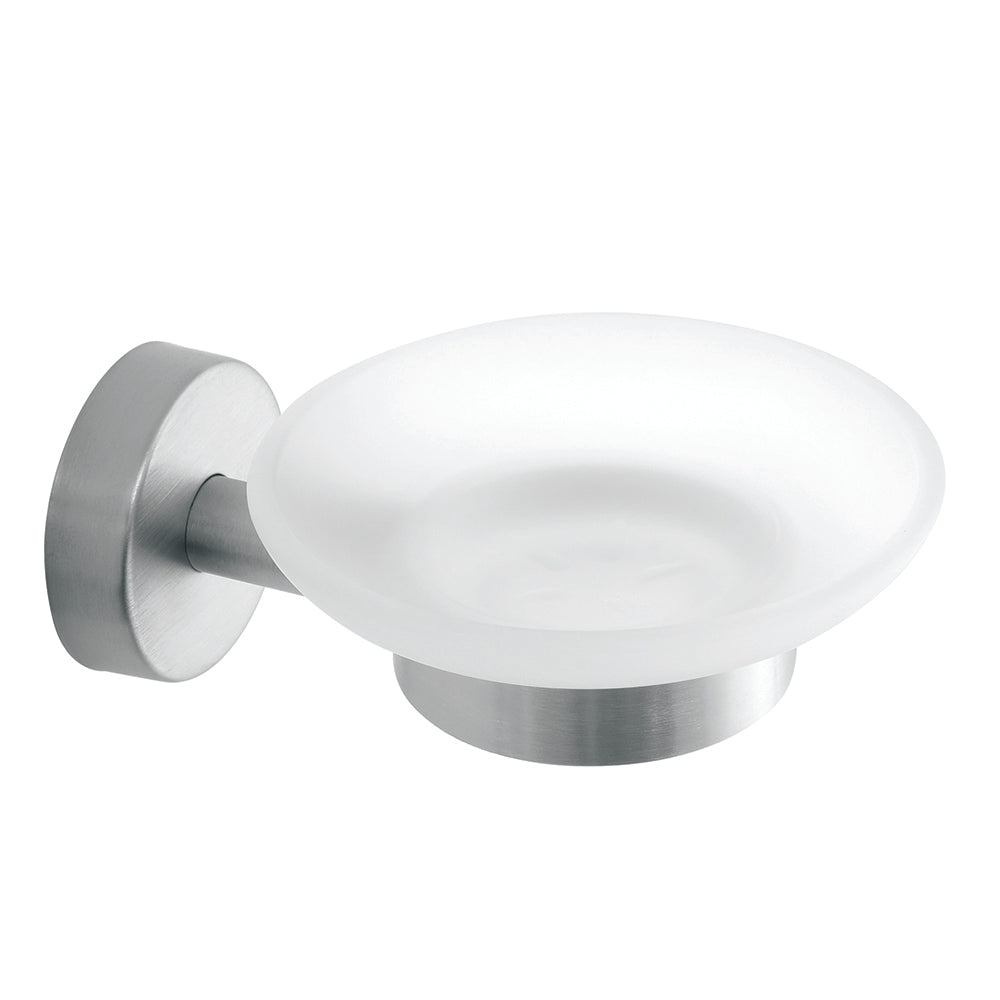 Glass Soap Dish – UNO – Brushed Stainless Steel