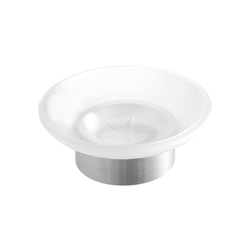 Freestanding Glass Soap Dish – UNO – Brushed Stainless Steel