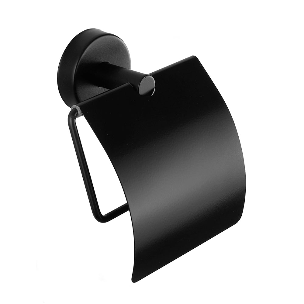 Toilet Roll Holder with Cover – UNO – Matt Black