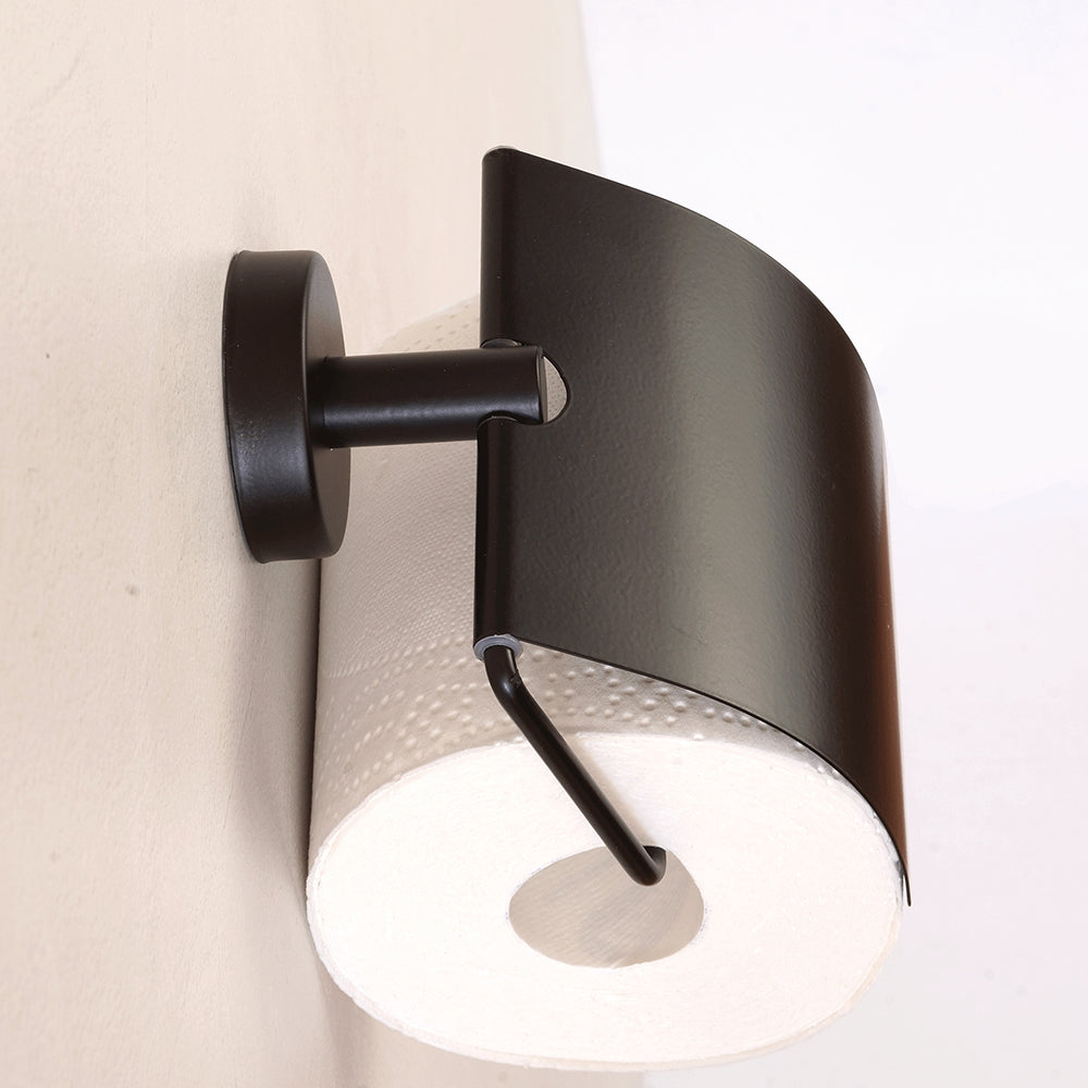 Toilet Roll Holder with Cover – UNO – Matt Black — interior view