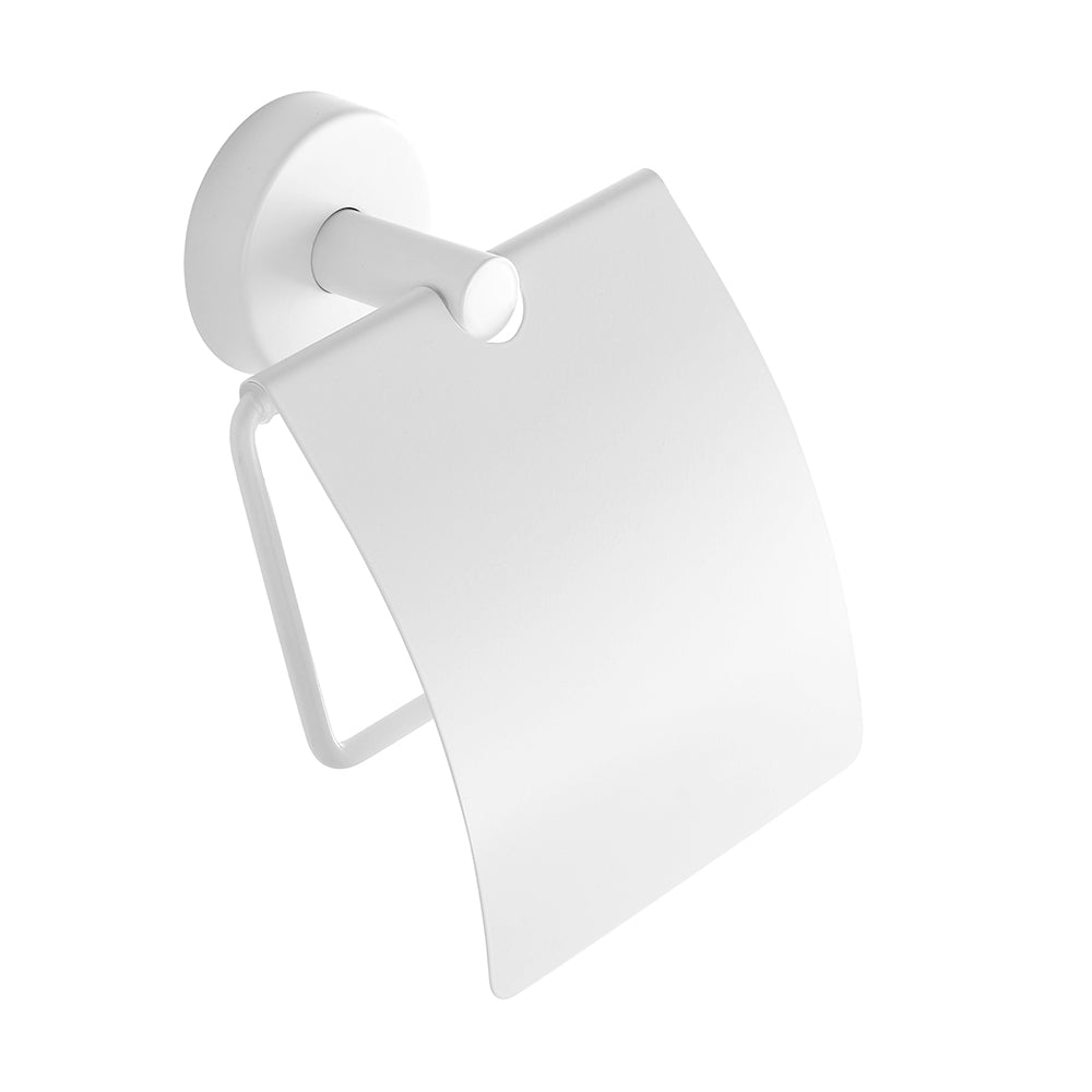 Toilet Roll Holder with Cover – UNO – Matt White