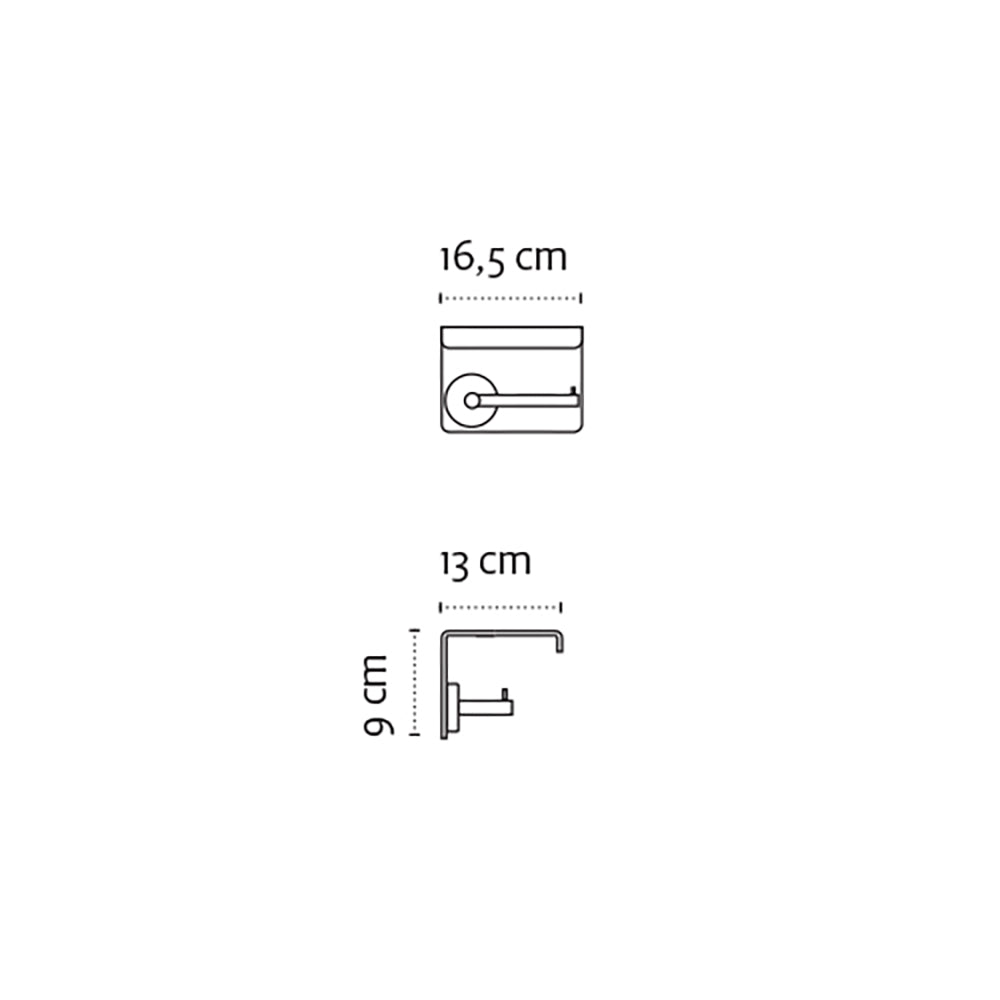 Toilet Roll Holder with Shelf – UNO – Matt White — dimensions