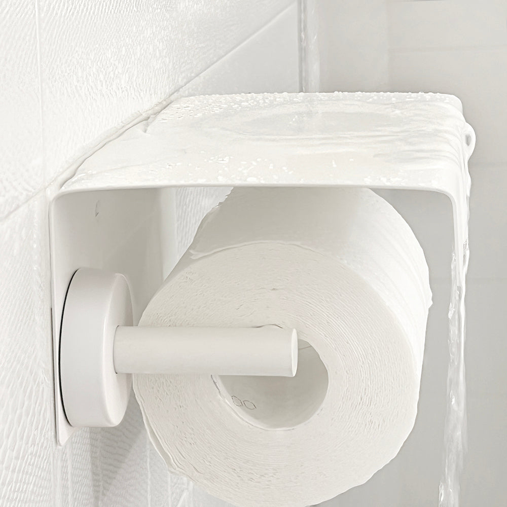 Toilet Roll Holder with Shelf – UNO – Matt White — interior view