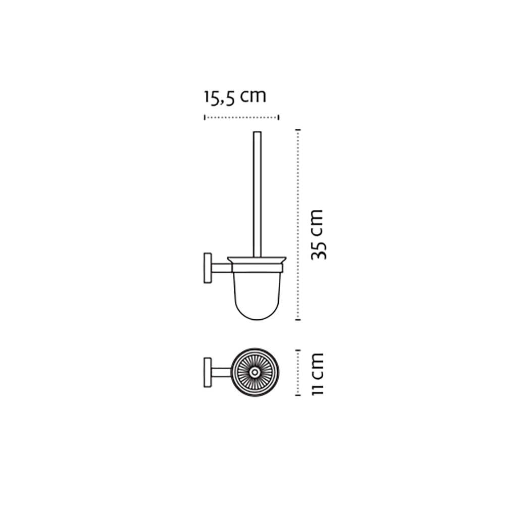 Wall-Mounted Glass Toilet Brush Holder – UNO – Matt White — dimensions