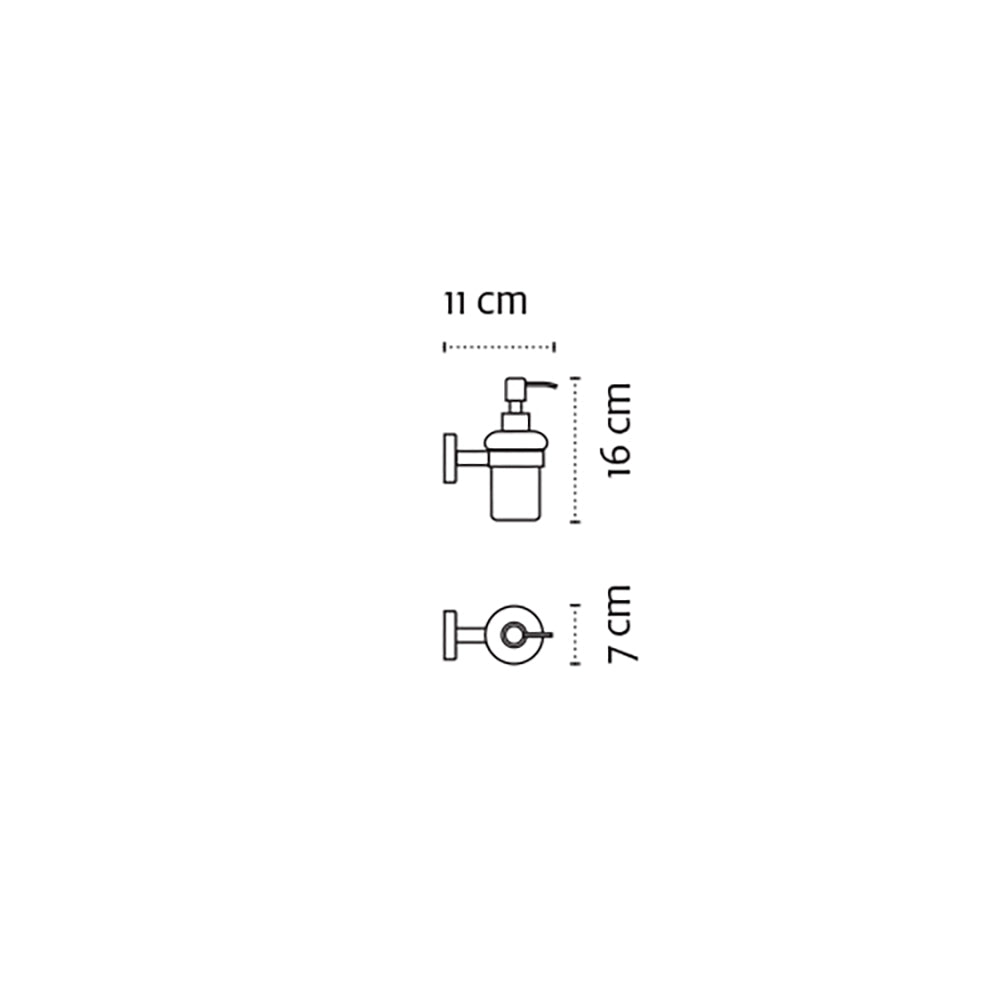 Wall-Mounted Soap Dispenser 180 ml – UNO – Matt White — dimensions