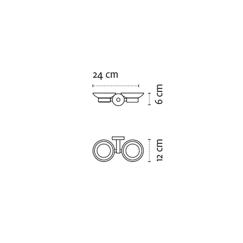 Double Glass Soap Dish – UNO – Matt White — dimensions
