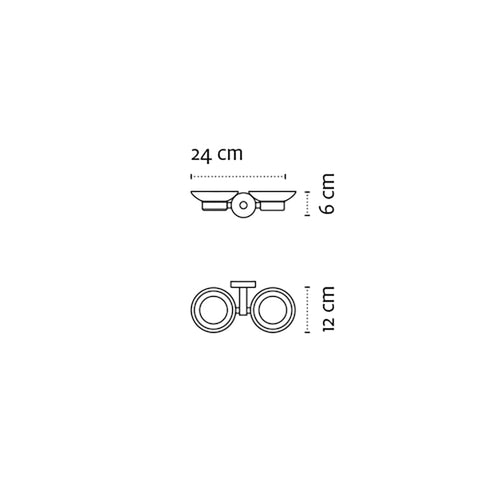 Double Glass Soap Dish – UNO – Matt White — dimensions