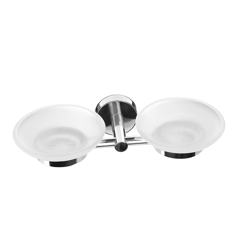 Săpunieră dublă cu recipiente din sticlă – UNO – INOX lustruit