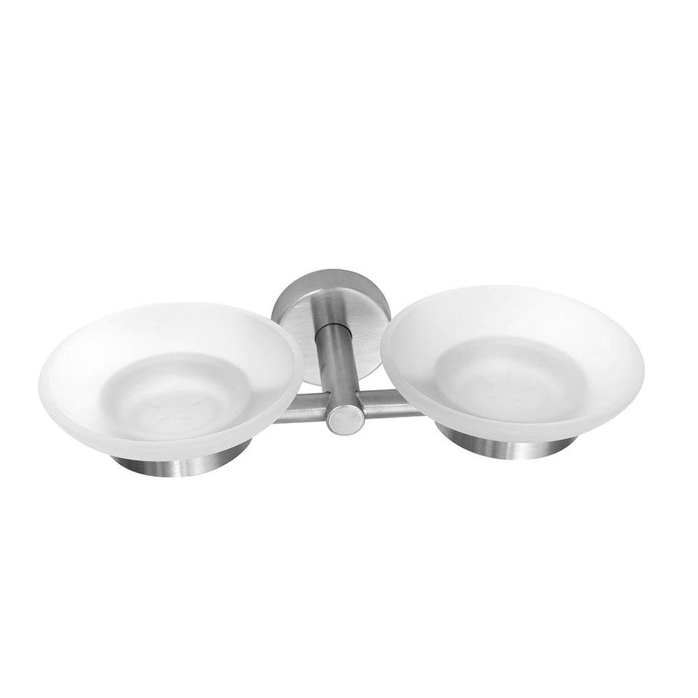 Double Glass Soap Dish – UNO – Brushed Stainless Steel