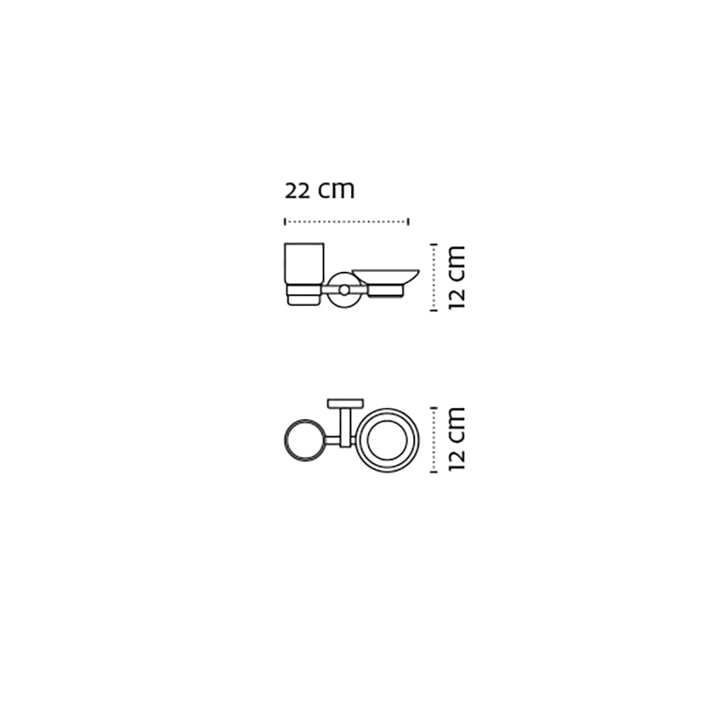 Glass Tumbler and Soap Dish Holder – UNO – Matt White — dimensions