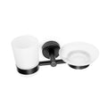 Glass Tumbler and Soap Dish Holder – UNO – Matt Black
