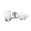 Glass Tumbler and Soap Dish Holder – UNO – Brushed Stainless Steel