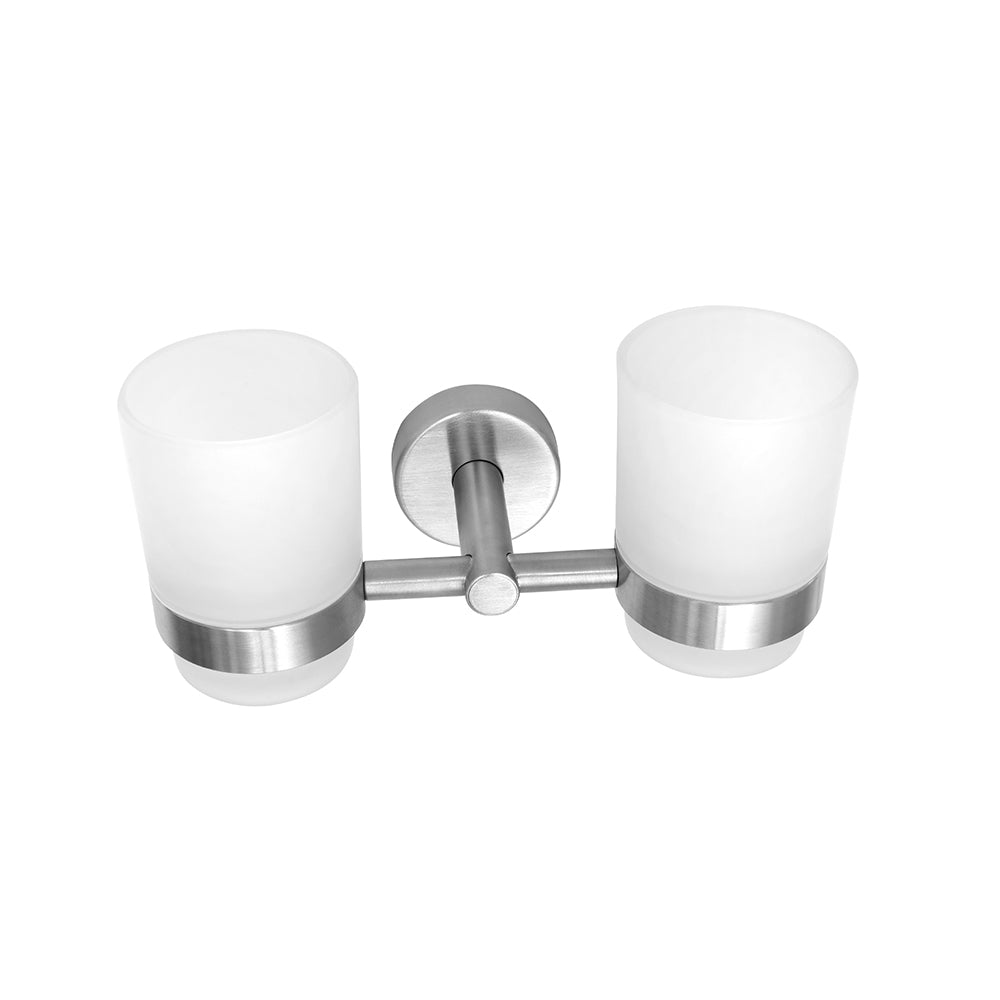 Double Glass Tumbler Holder – UNO – Brushed Stainless Steel